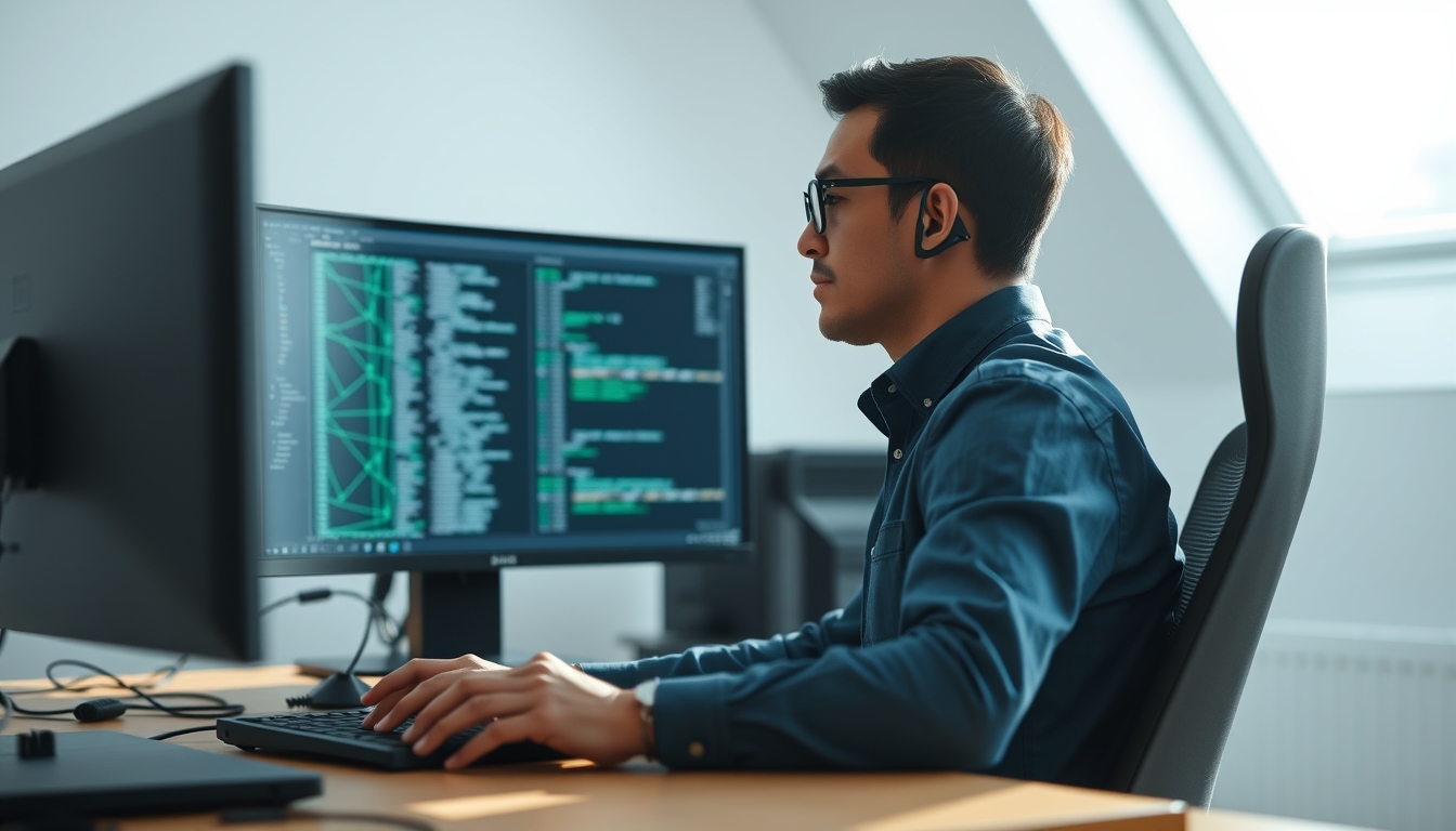 AI engineer training neural network on workstation em estilo editorial