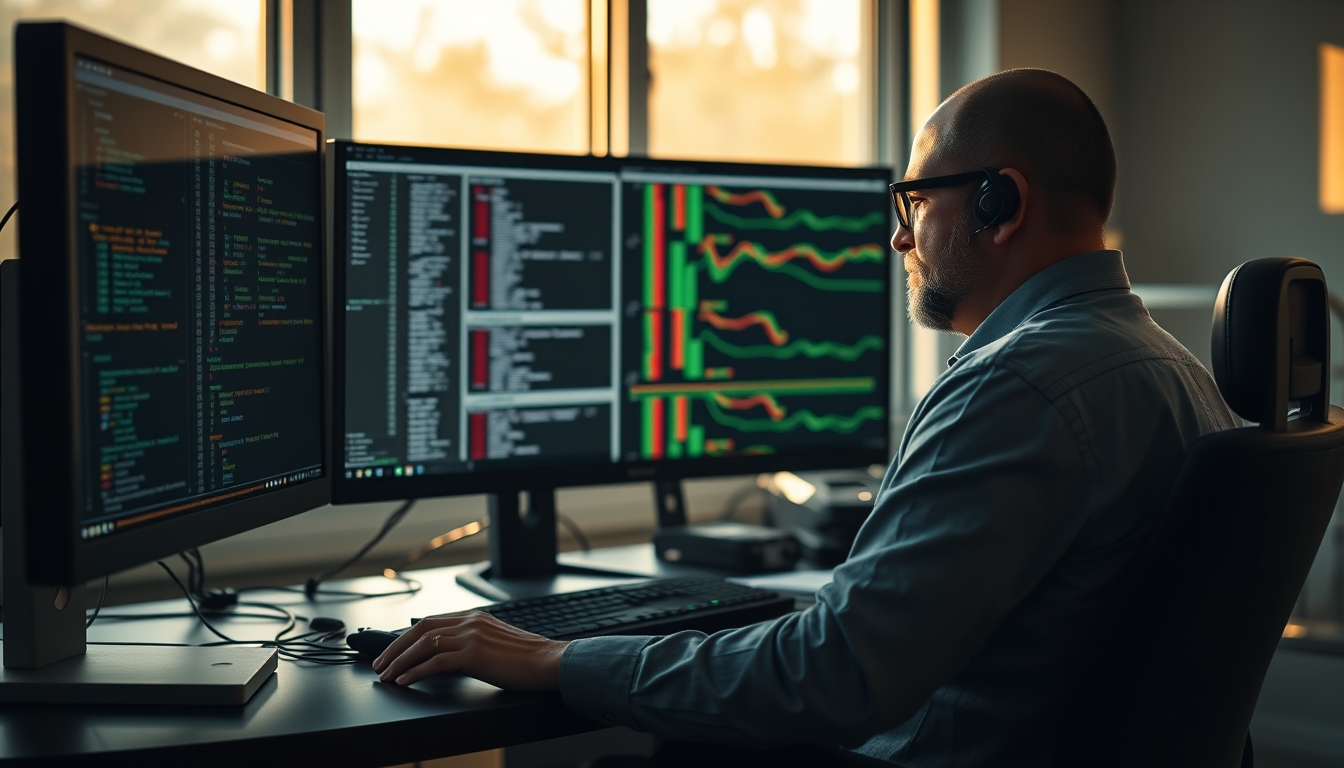 AI engineer training neural network on workstation em estilo editorial