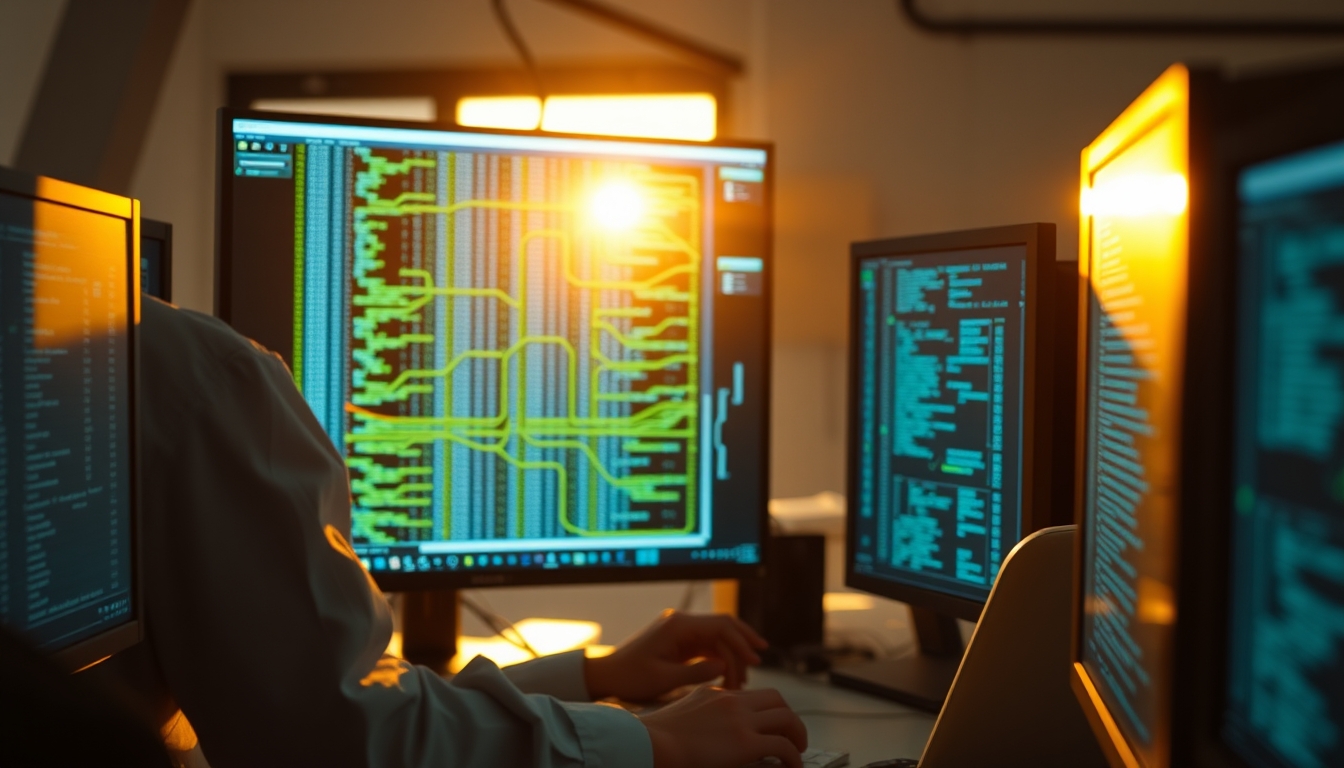 AI engineer training neural network on workstation em estilo editorial