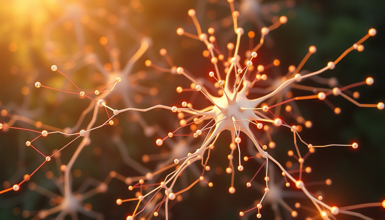 Rede neural de IA nós e conexões brilhantes em espaço 3D em estilo editorial