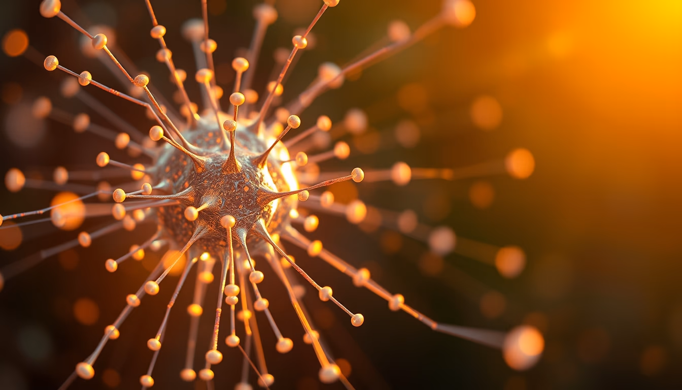 Rede neural de IA nós e conexões brilhantes em espaço 3D em estilo editorial