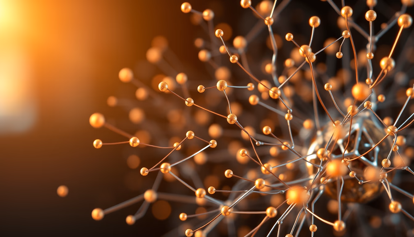 Rede neural de IA nós e conexões brilhantes em espaço 3D em estilo editorial