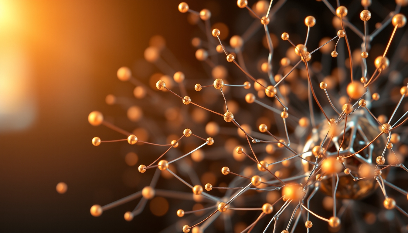 Rede neural de IA nós e conexões brilhantes em espaço 3D em estilo editorial