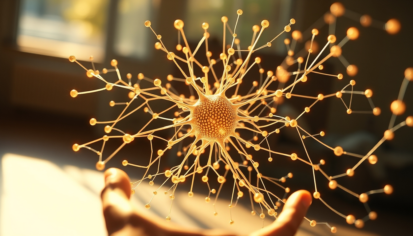 Rede neural de IA nós e conexões brilhantes em espaço 3D em estilo editorial