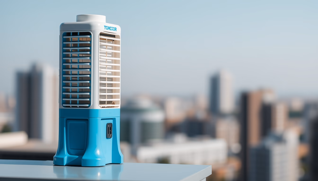 air cooler tower in editorial style