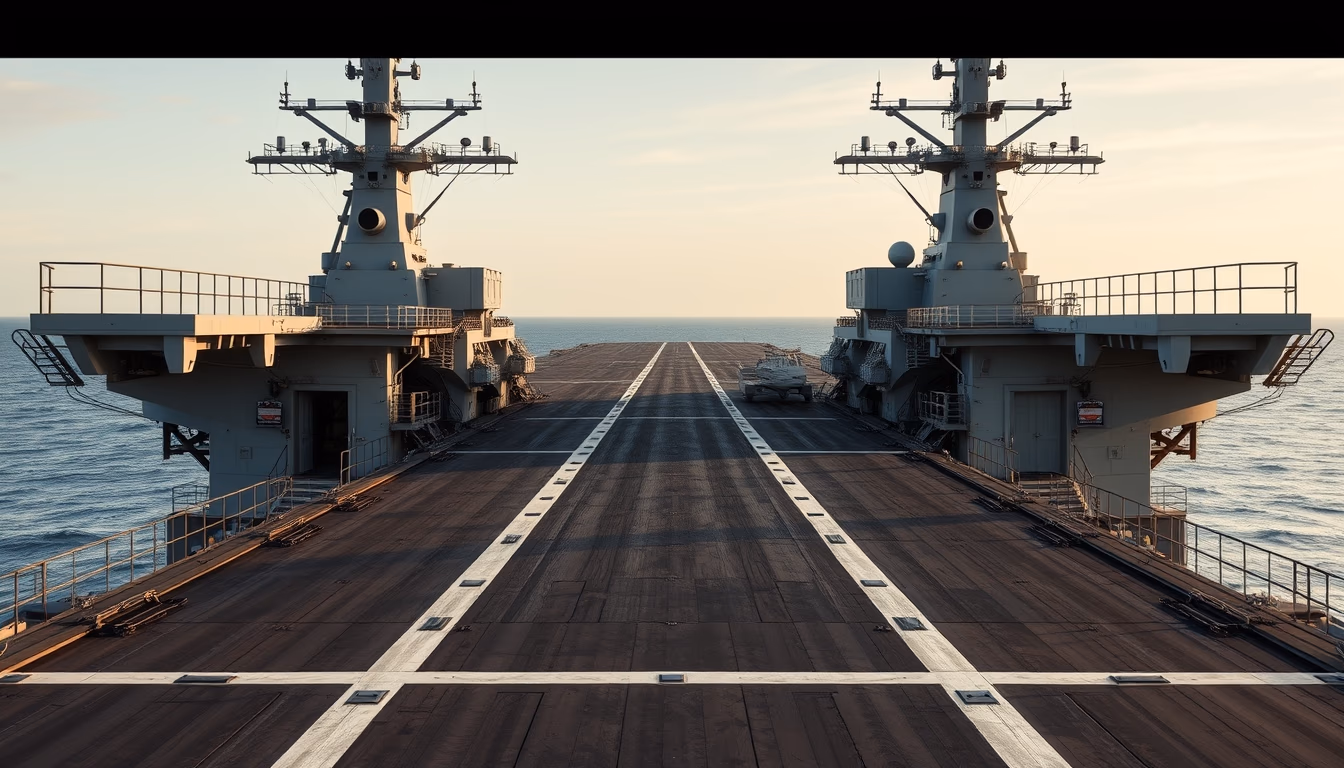 aircraft carrier deck in editorial style