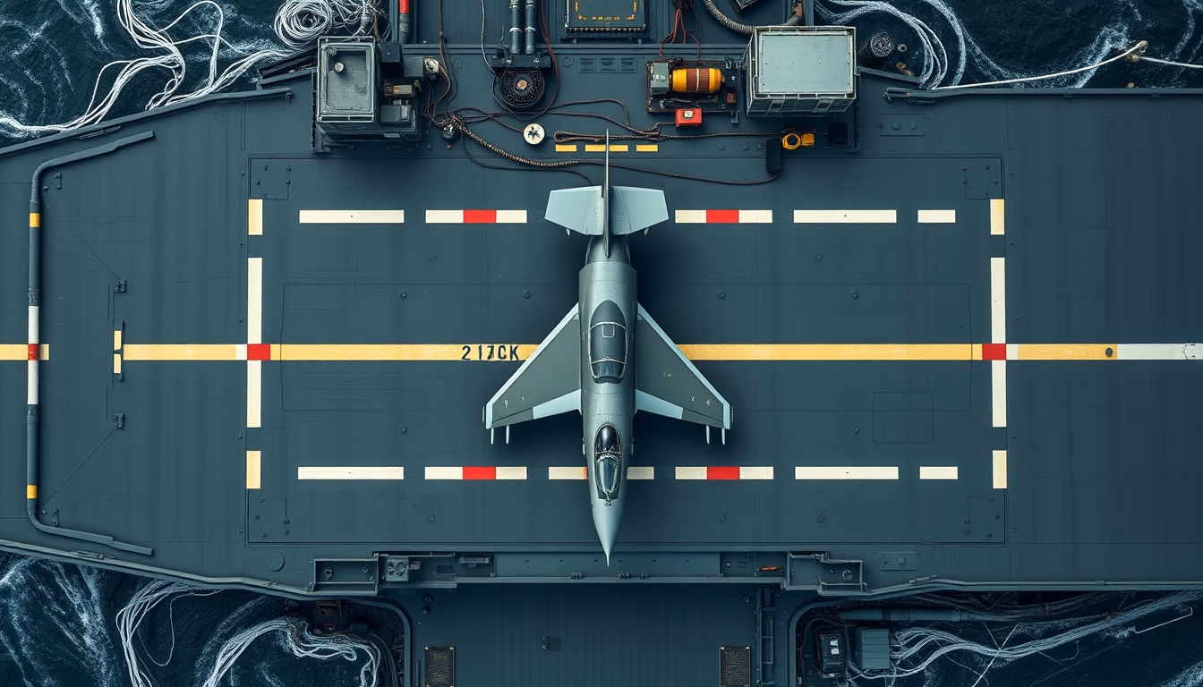 aircraft carrier deck in editorial style