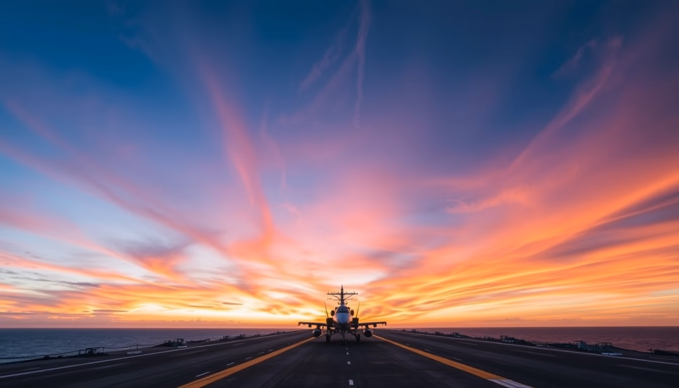 aircraft carrier deck in editorial style