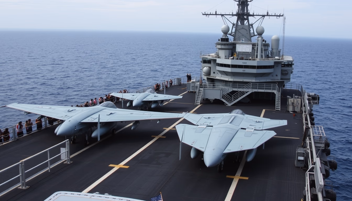 aircraft carrier deck in editorial style