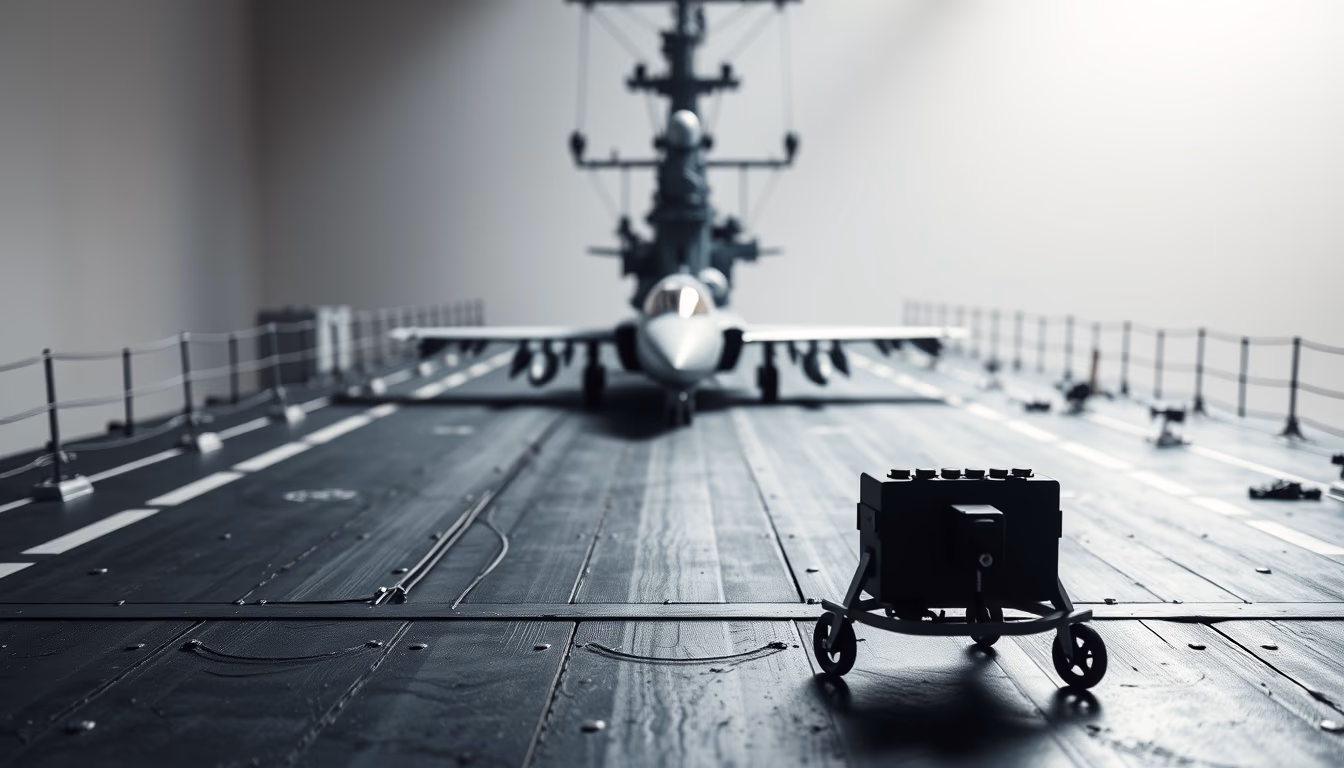 aircraft carrier deck in editorial style