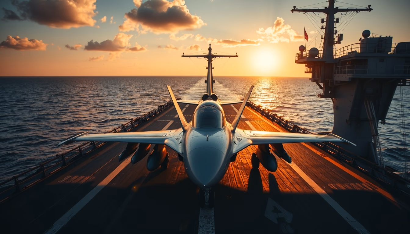 aircraft carrier deck in editorial style