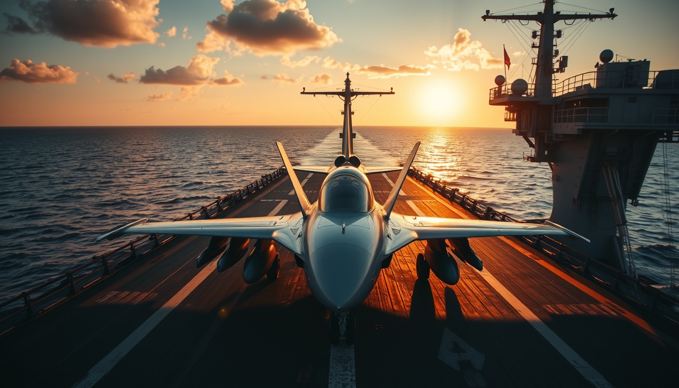 aircraft carrier deck in editorial style