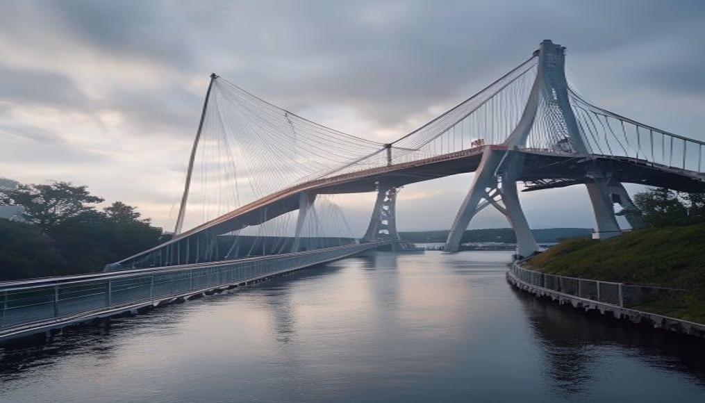 akashi kaikyo bridge in editorial style