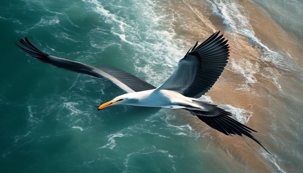 albatross gliding ocean in editorial style