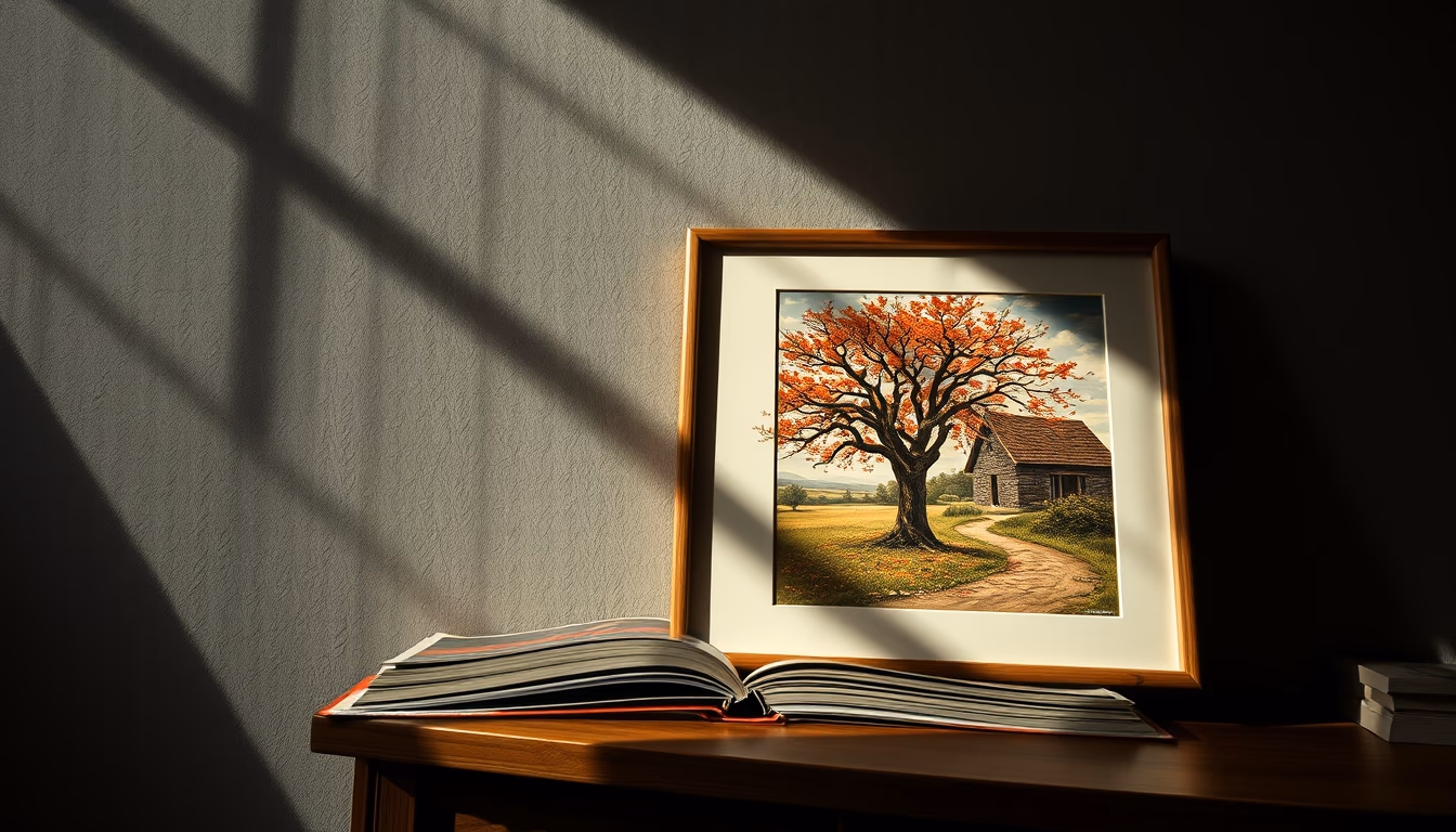 album cover art display in editorial style