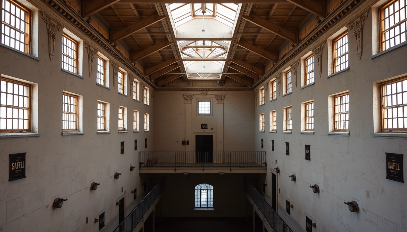 alcatraz island prison in editorial style