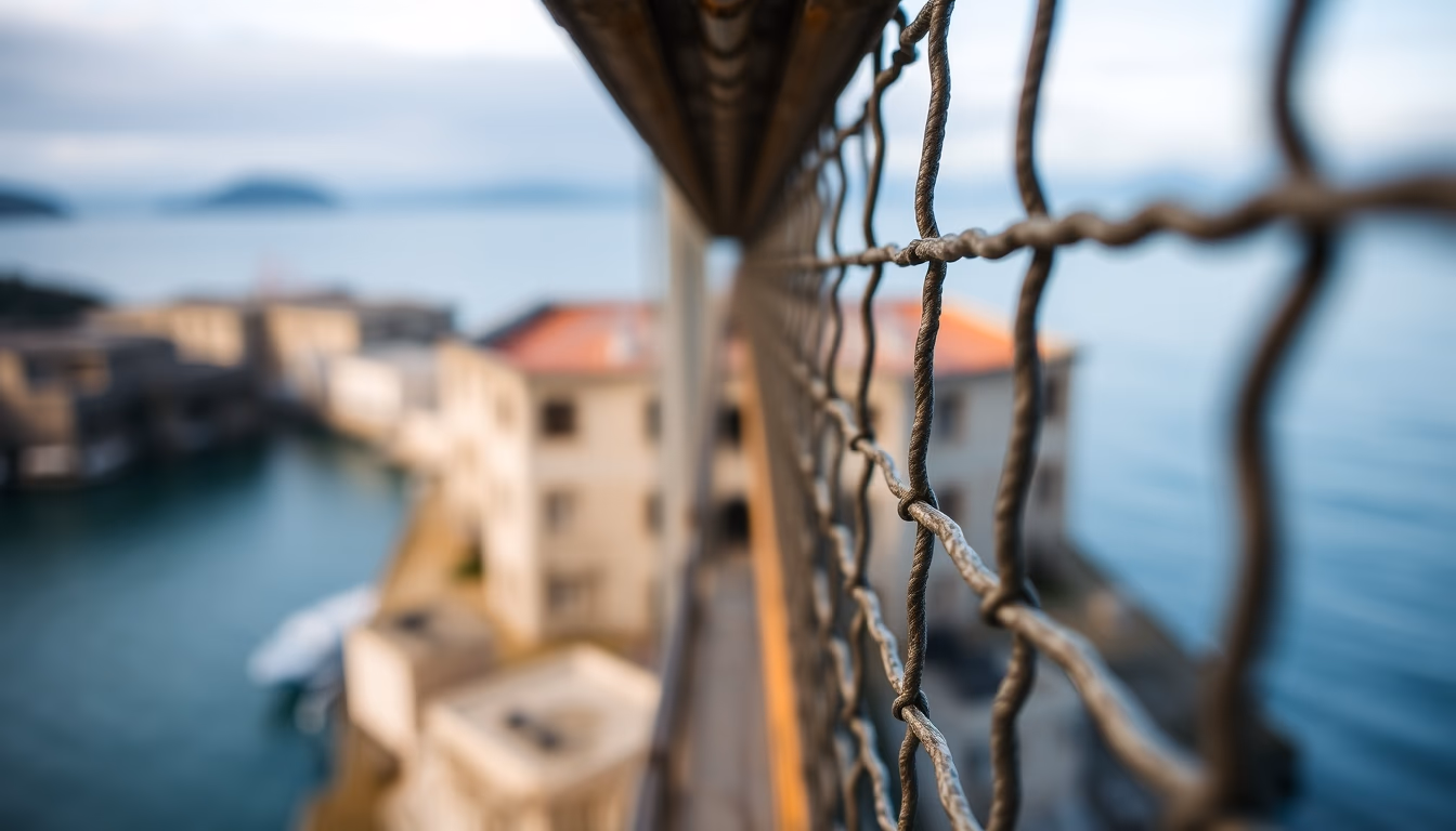 alcatraz island prison in editorial style