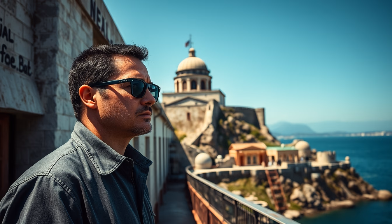 alcatraz island prison in editorial style