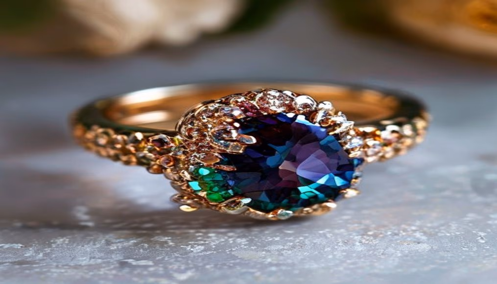 Alexandrite color change ring rare em fotografia editorial de luxo