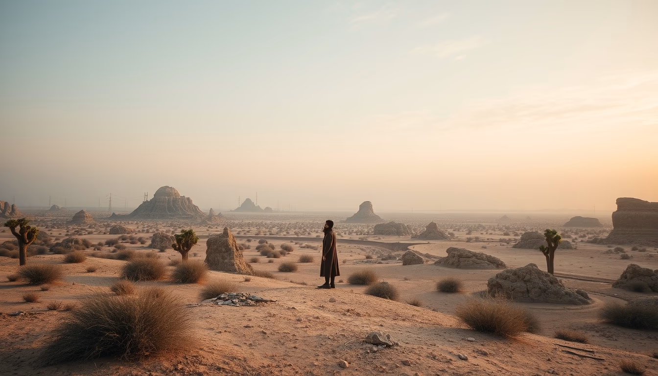 alien landscape concept in editorial style