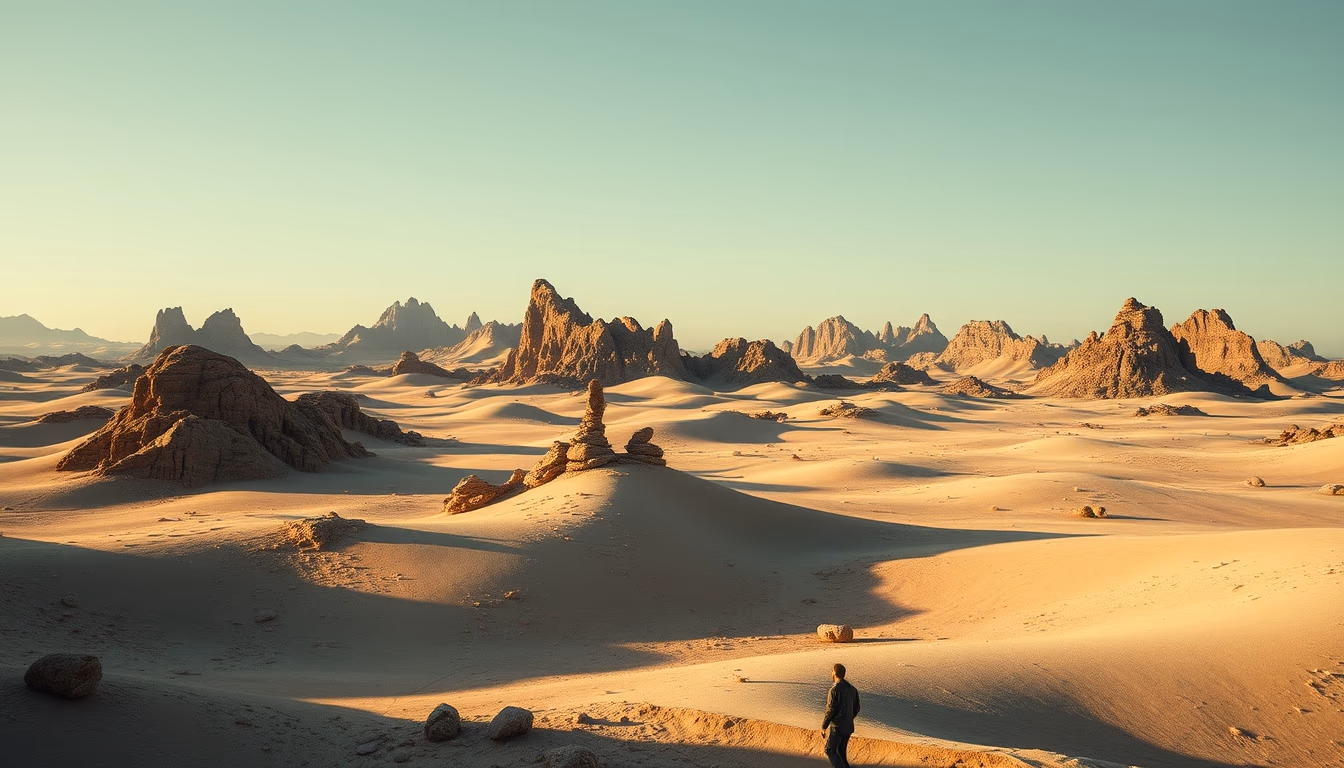 alien landscape concept in editorial style