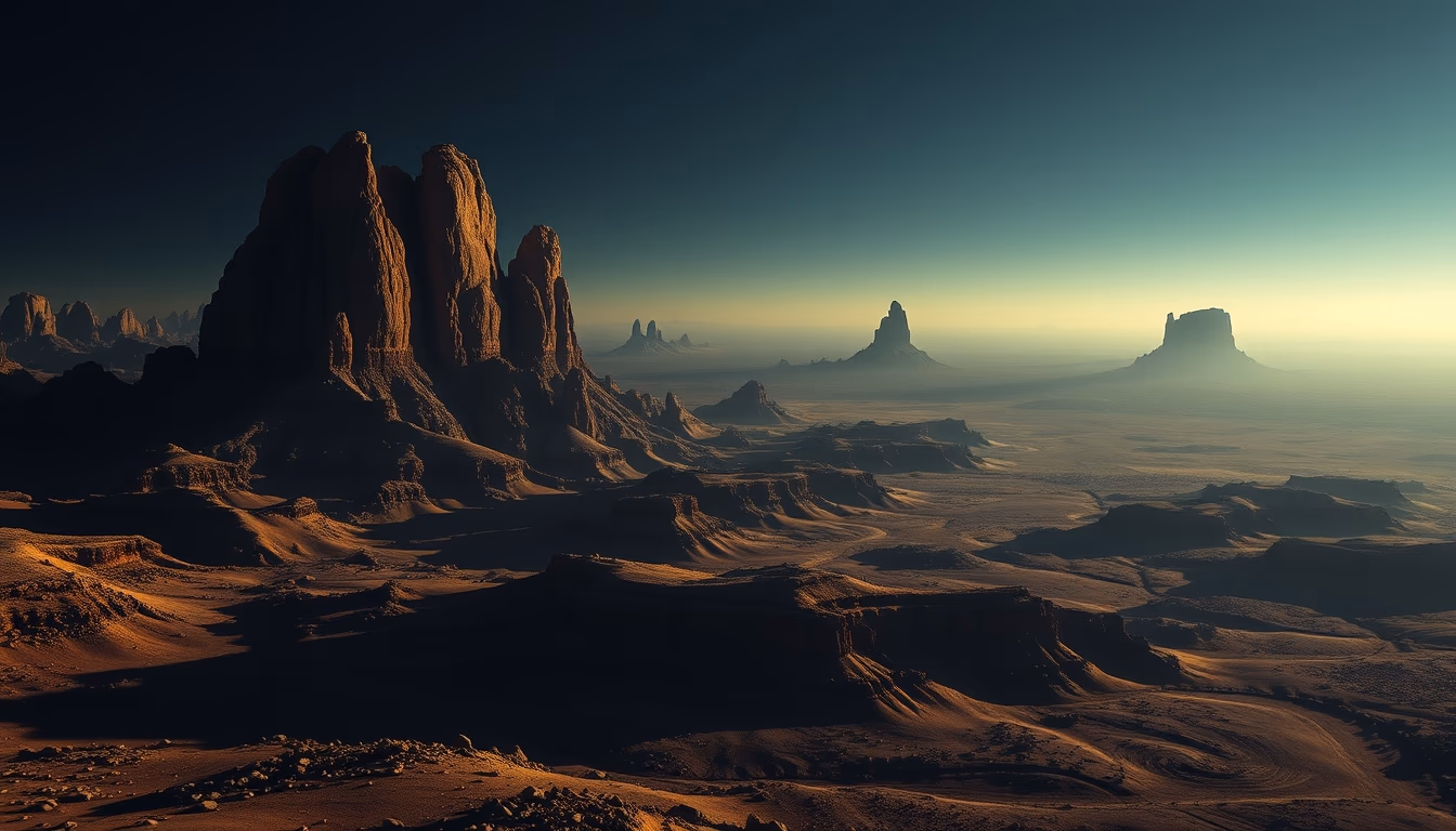 alien landscape concept in editorial style