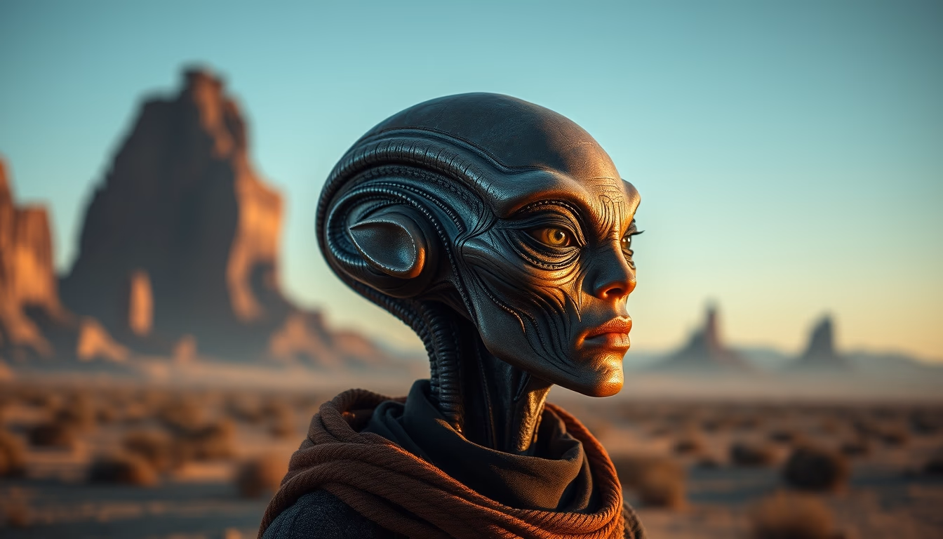 alien landscape concept in editorial style