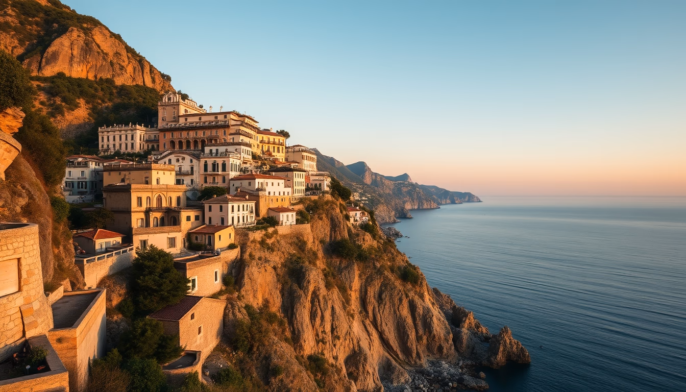 amalfi coast cliffs in editorial style