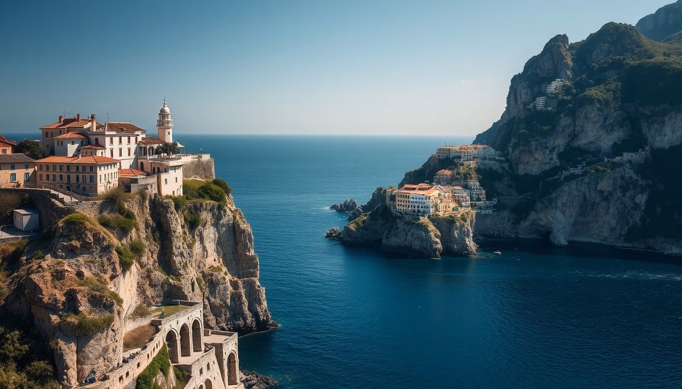 amalfi coast cliffs in editorial style