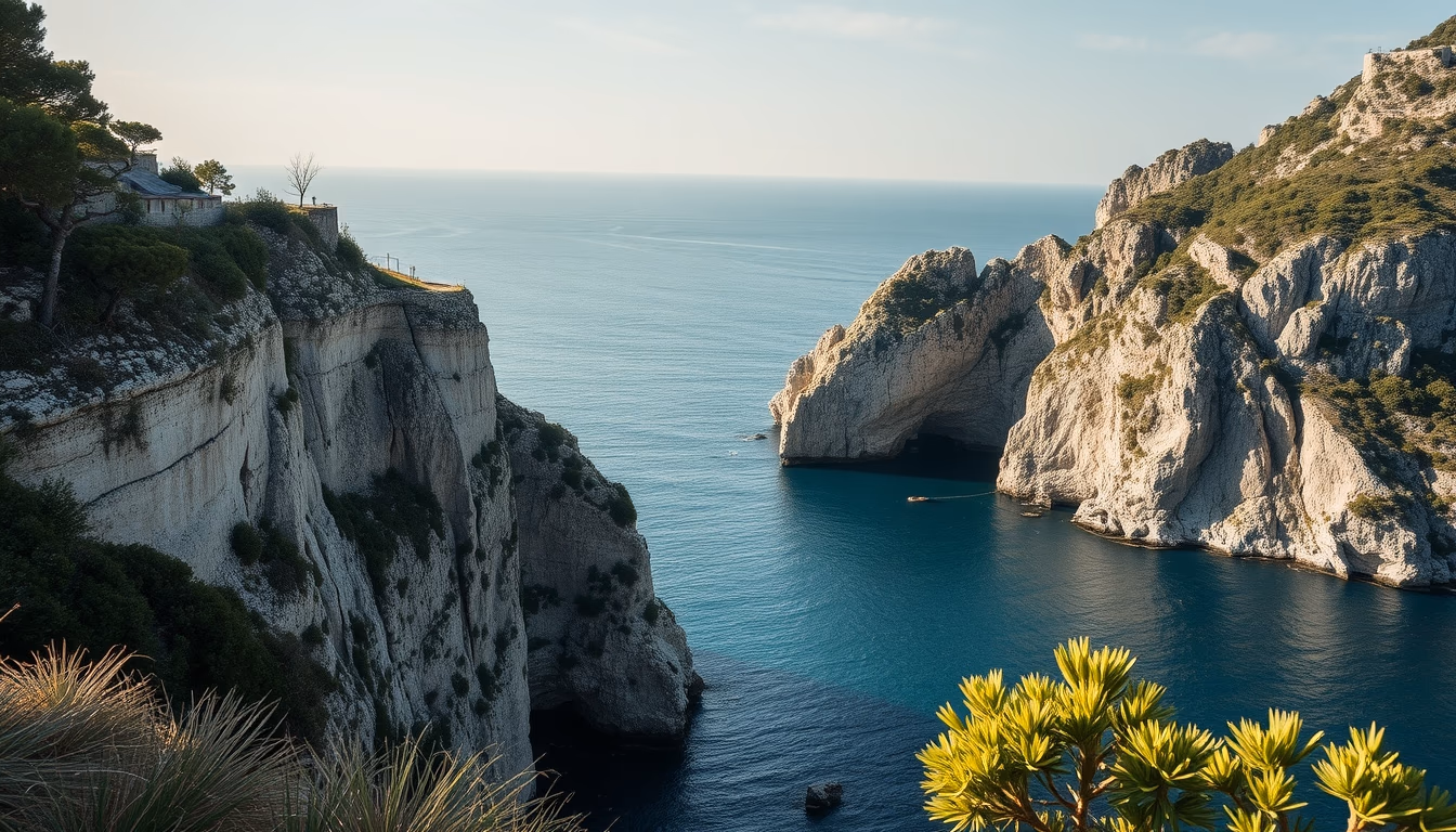 amalfi coast cliffs in editorial style