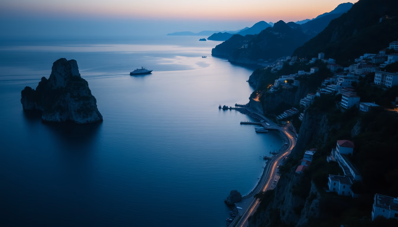 amalfi coast drive in editorial style