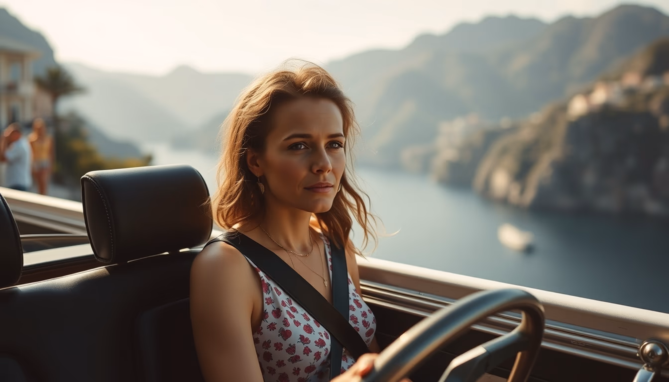 amalfi coast drive in editorial style