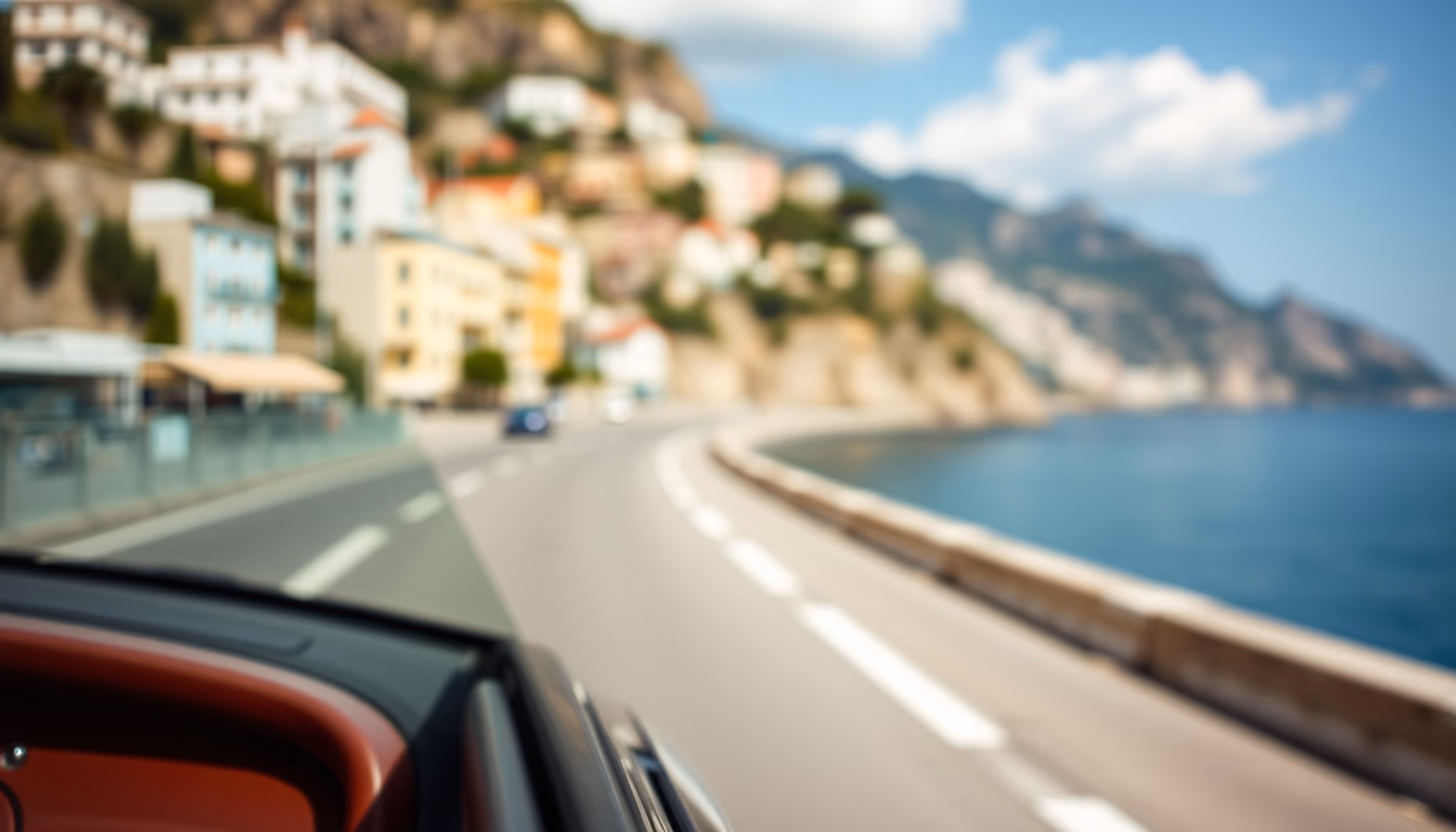 amalfi coast drive in editorial style