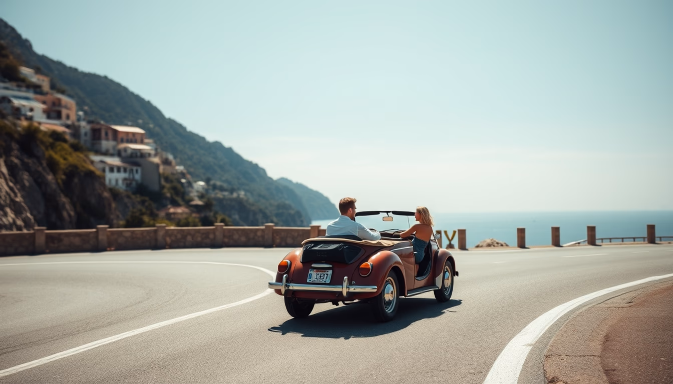 amalfi coast drive in editorial style