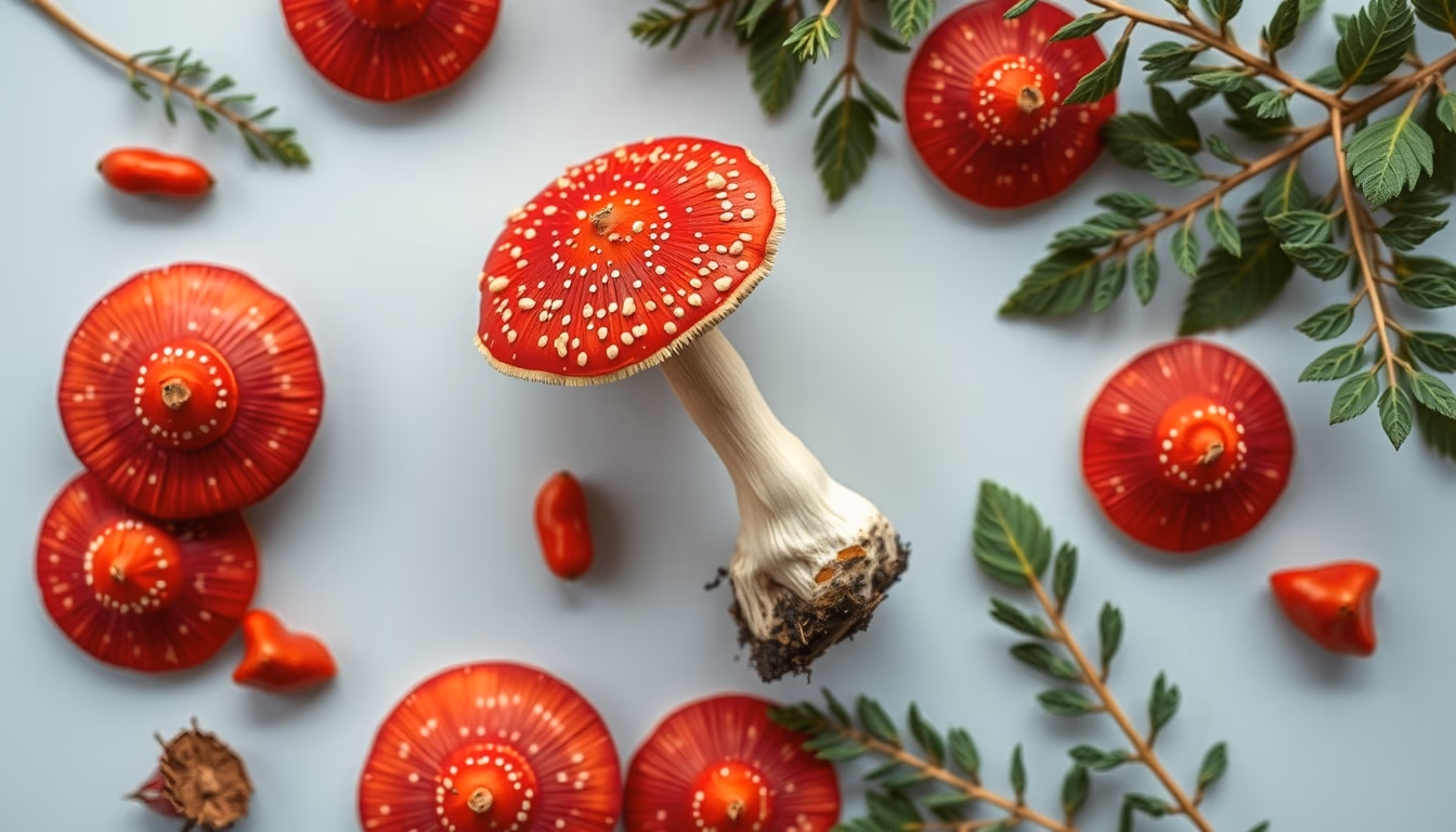 amanita muscaria red in editorial style