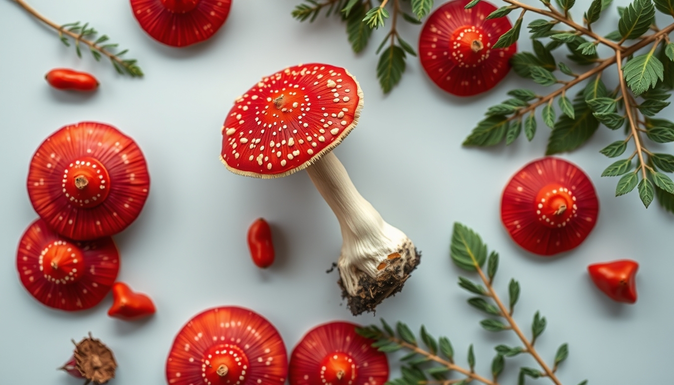 Amanita muscaria red em estilo editorial