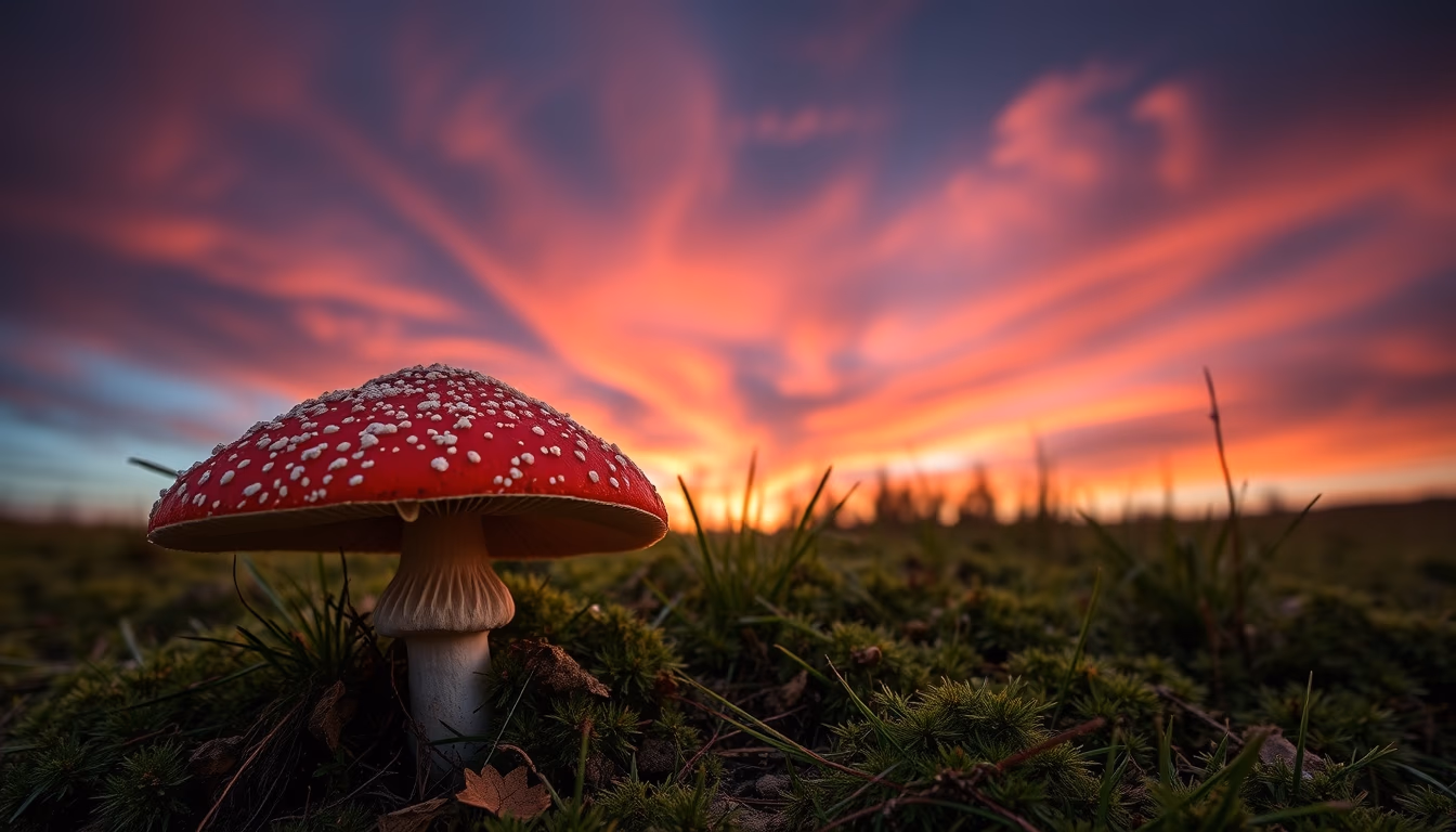 amanita muscaria red in editorial style