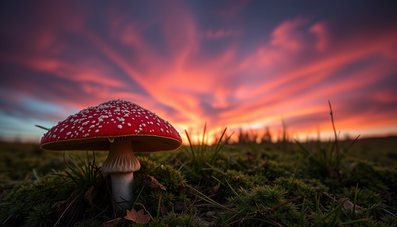 Amanita muscaria red em estilo editorial