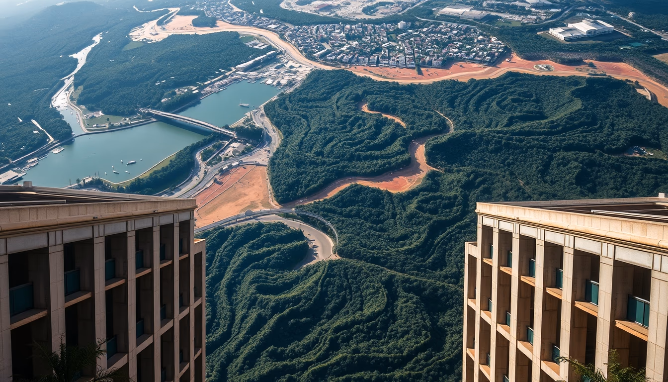 amazon deforestation satellite in editorial style