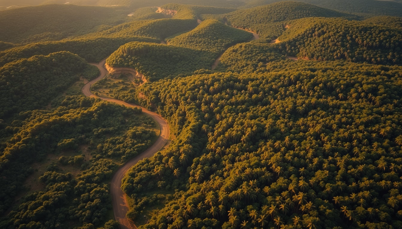 amazon deforestation satellite in editorial style