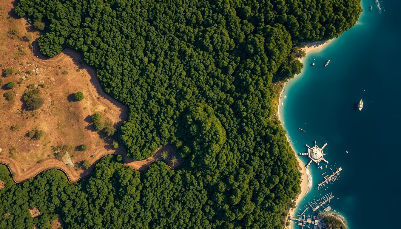 amazon deforestation satellite in editorial style