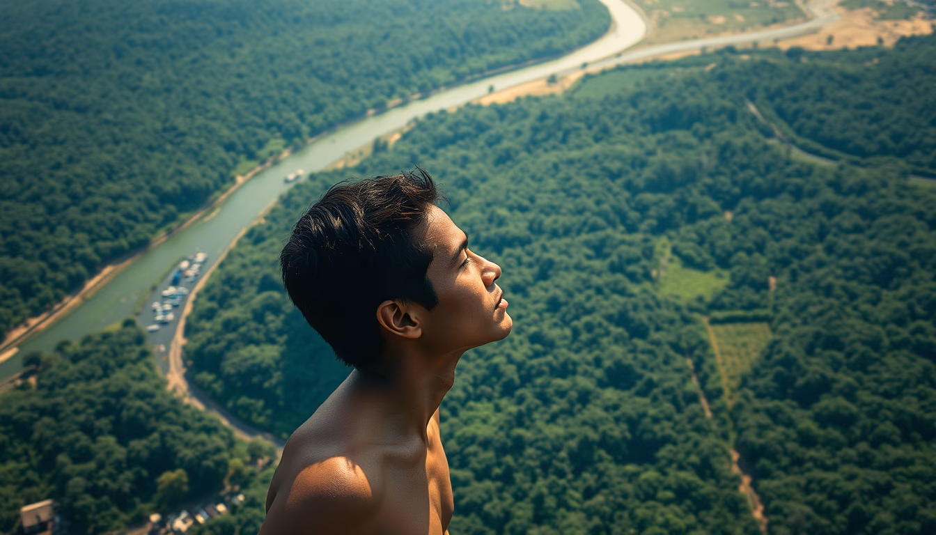 amazon deforestation satellite in editorial style