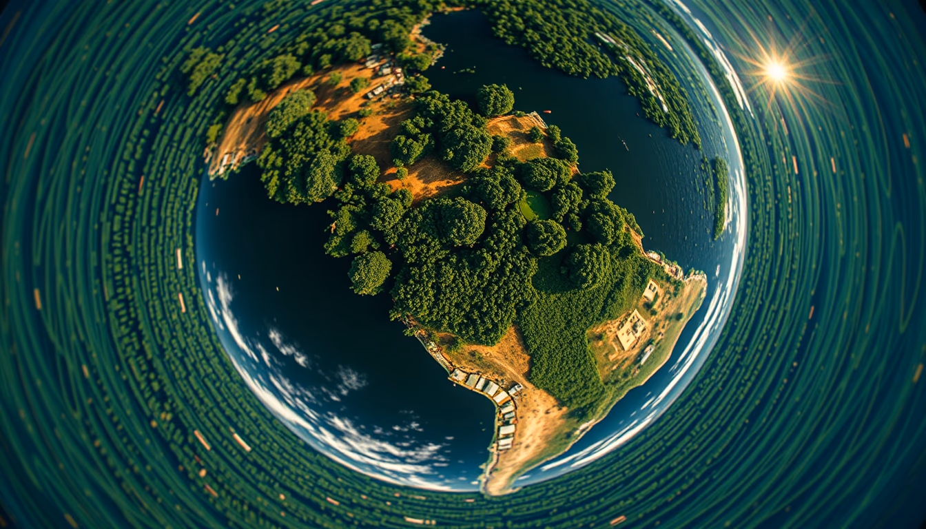 amazon deforestation satellite in editorial style