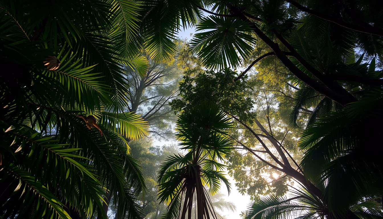 Floresta amazônica canopy em estilo editorial
