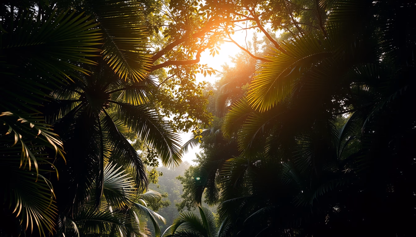 amazon rainforest canopy in editorial style