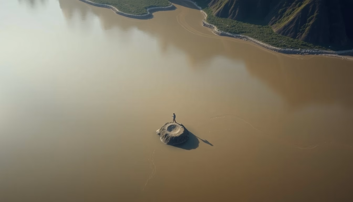 Amazon river meandering aerial em estilo editorial