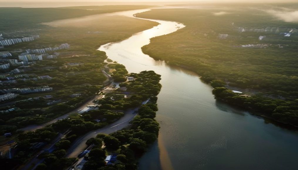 amazon river meandering aerial in editorial style