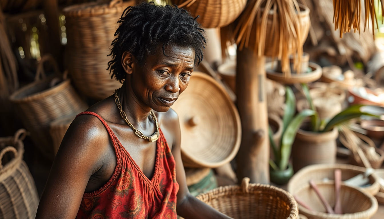 amazonian basketry in editorial style