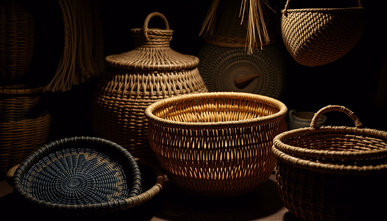 amazonian basketry in editorial style