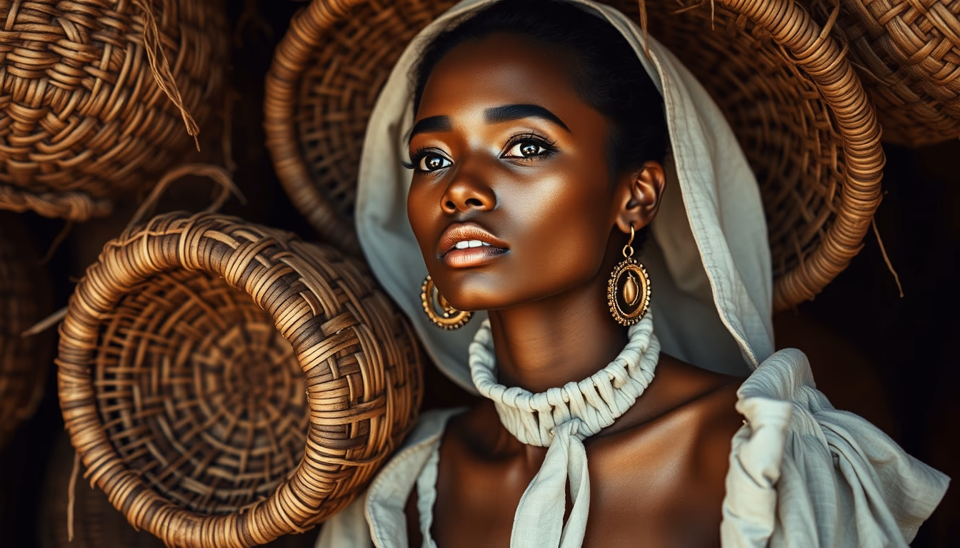 amazonian basketry in editorial style